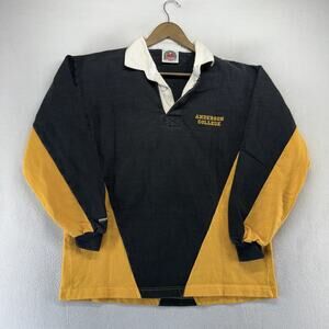 Vintage Anderson College Rugby Shirt Men's XL Black Yellow Barbarian Thick 90s